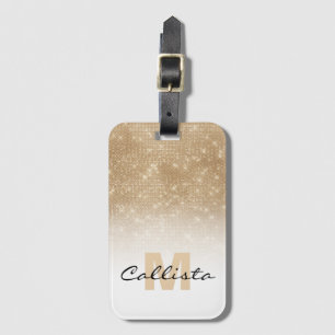 Glamoureus Gold Glitter Sequin Ombre Monogram Bagagelabel