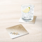 Glamoureus Gold Glitter Sequin Ombre Monogram Kartonnen Onderzetters (Insitu)