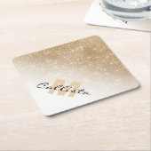 Glamoureus Gold Glitter Sequin Ombre Monogram Kartonnen Onderzetters (Schuin)