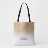 Glamoureus Gold Glitter Sequin Ombre Monogram Tote Bag (Voorkant)