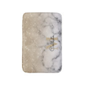 Glamoureus Gold Glitter White Marble Ombre Monogra Badmat (Voorkant Verticaal)