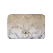 Glamoureus Gold Glitter White Marble Ombre Monogra Badmat (Voorkant)
