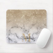 Glamoureus Gold Glitter White Marble Ombre Monogra Muismat (Met muis)