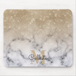 Glamoureus Gold Glitter White Marble Ombre Monogra Muismat