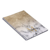 Glamoureus Gold Glitter White Marble Ombre Monogra Notitieboek (Rechterzijde)