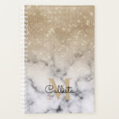 Glamoureus Gold Glitter White Marble Ombre Monogra Planner (Voorkant)