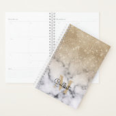 Glamoureus Gold Glitter White Marble Ombre Monogra Planner (Display)