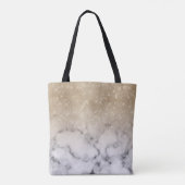 Glamoureus Gold Glitter White Marble Ombre Monogra Tote Bag (Achterkant)