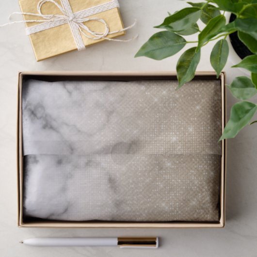 Glamoureus Gold Glitter White Marble Ombre Tissuepapier (Geschenk)