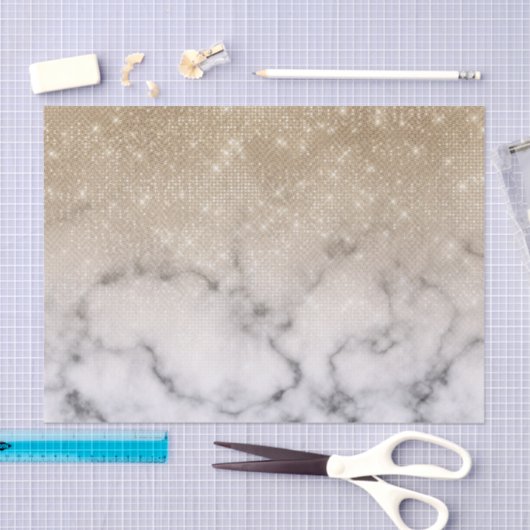 Glamoureus Gold Glitter White Marble Ombre Tissuepapier (Craft)
