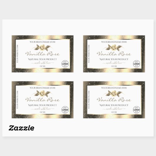 Glamoureus Gold Glitter White Product Labels Logo (Vel)