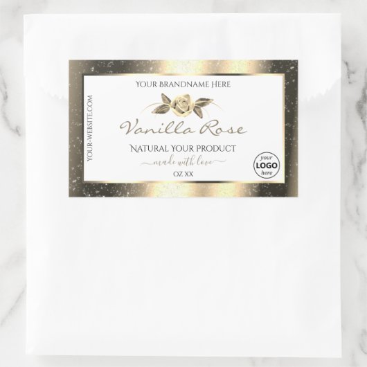 Glamoureus Gold Glitter White Product Labels Logo (Tas)