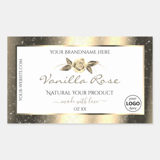 Glamoureus Gold Glitter White Product Labels Logo (Voorkant)
