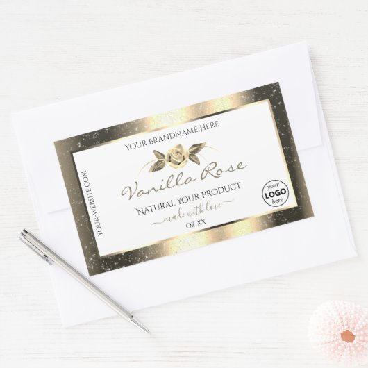 Glamoureus Gold Glitter White Product Labels Logo (Envelop)