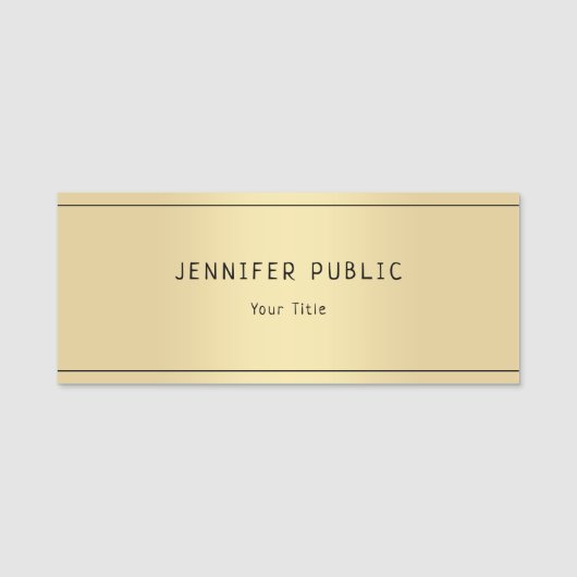 Glamoureus Gold Kijk Modern Elegant Sjabloon Trend Naamplaatje (Voorkant)