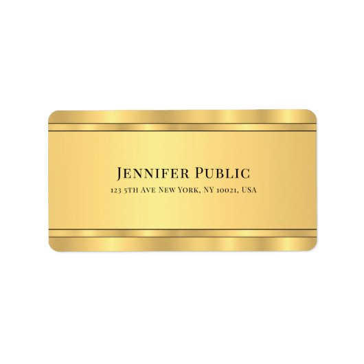Glamoureus Gold Kijk Moderne Elegant Sjabloon Etiket (Voorkant)