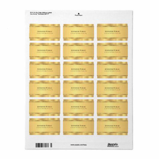 Glamoureus Gold Kijk Moderne Elegant Sjabloon Etiket (Full Sheet)