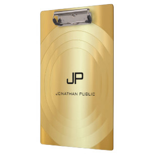 Glamoureus Gold Kijk Monogram Elegant Sjabloon Klembord
