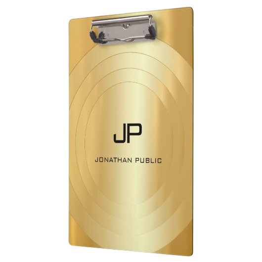 Glamoureus Gold Kijk Monogram Elegant Sjabloon Klembord (Links)