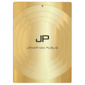 Glamoureus Gold Kijk Monogram Elegant Sjabloon Klembord (Achterkant)