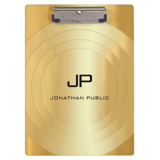 Glamoureus Gold Kijk Monogram Elegant Sjabloon Klembord (Voorkant)