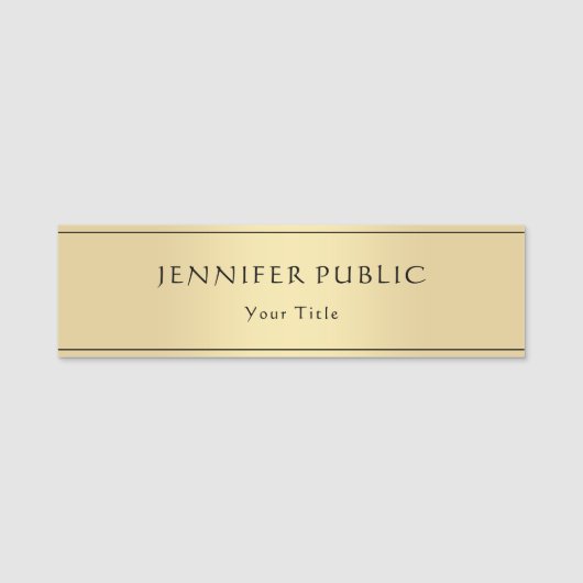 Glamoureus Gold Kijk Trendy Moderne Sjabloon Naamplaatje (Voorkant)