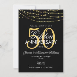 Glamoureus Gold Licht 50th Wedding Jubileum Kaart