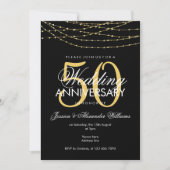 Glamoureus Gold Licht 50th Wedding Jubileum Kaart (Voorkant)