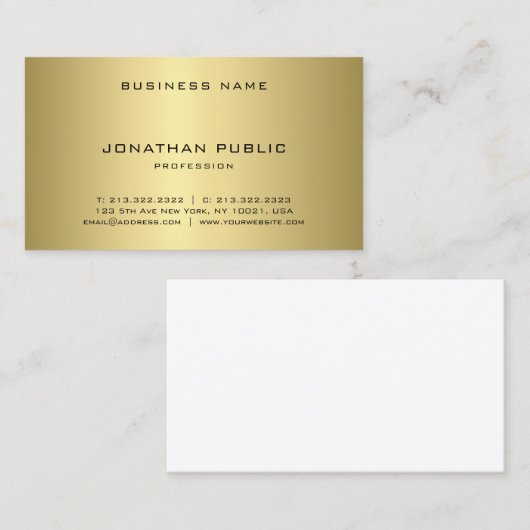 Glamoureus Gold look Moderne Cool Simple Plain Visitekaartje (Voorkant / Achterkant)