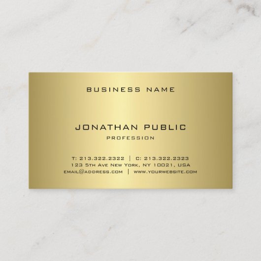Glamoureus Gold look Moderne Cool Simple Plain Visitekaartje (Voorkant)