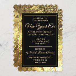 Glamoureus Gold New Years Uitnodiging