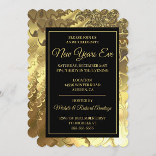 Glamoureus Gold New Years Uitnodiging