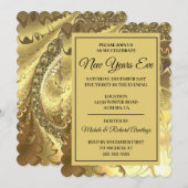 Glamoureus Gold New Years Uitnodiging (Voorkant / Achterkant)