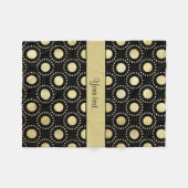 Glamoureus Gold Polka Dots Black Fleece Deken (Voorkant (Horizontaal))