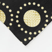 Glamoureus Gold Polka Dots Black Fleece Deken (Hoek)