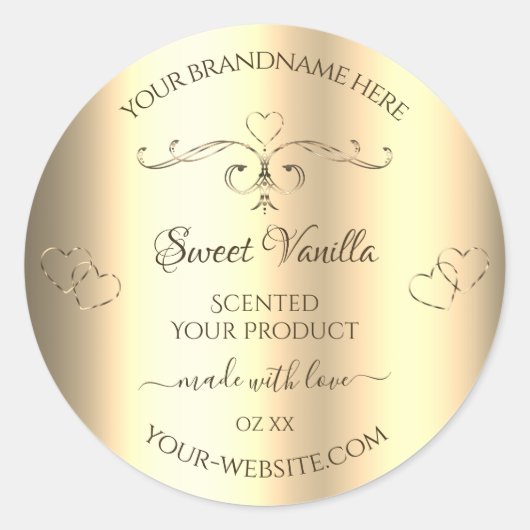 Glamoureus Gold Product Labels Golden  Hearts (Voorkant)