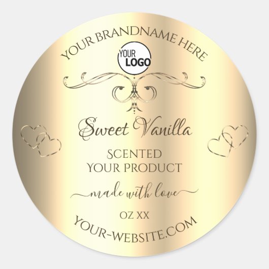 Glamoureus Gold Product Labels Harten Logo (Voorkant)