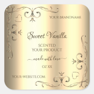 Glamoureus Gold-productlabels met hoeken Vierkante Sticker