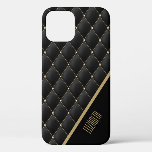 Glamoureus Gold Quilted Black Pattern, op maat Case-Mate iPhone Case (Achterkant)