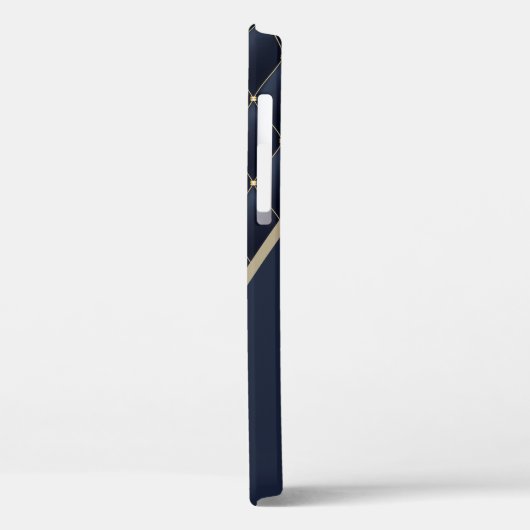 Glamoureus Gold Quilted Navy Pattern Personalized Case-Mate iPhone Case (Achterkant / Links)