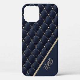 Glamoureus Gold Quilted Navy Pattern Personalized Case-Mate iPhone Case