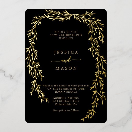 Glamoureus Gold Real Folie Wedding Invitations Uitnodiging (Voorkant)