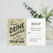 Glamoureus Gold RSVP Kaartje (Staand voorkant)