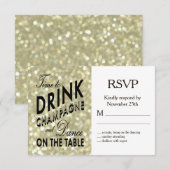 Glamoureus Gold RSVP Kaartje (Voorkant / Achterkant)