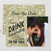 Glamoureus Gold Save the Date (Voorkant / Achterkant)