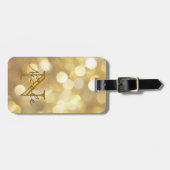 Glamoureus Gold Sparkles Monogram Bagagelabel (Voorkant horizontaal)