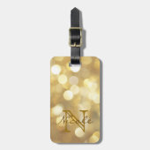 Glamoureus Gold Sparkles Monogram Bagagelabel (Voorkant verticaal)