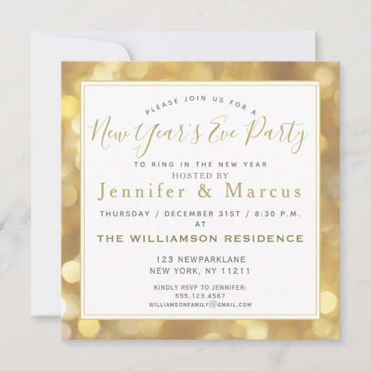 Glamoureus Gold Sparkles - Nieuwjaarsfeest Kaart (Voorkant)