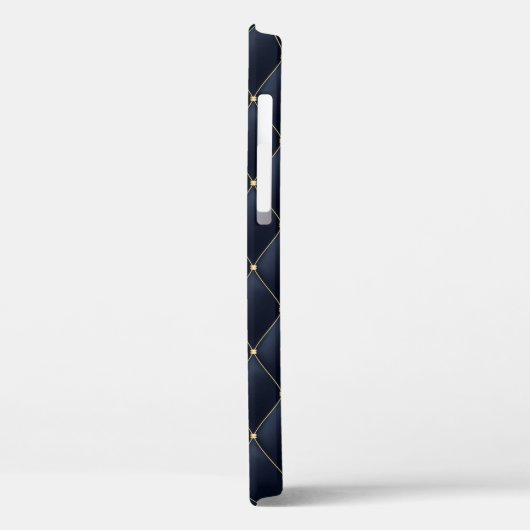 Glamoureus Gold Stud Navy Quilted Pattern Case-Mate iPhone Case (Achterkant / Links)