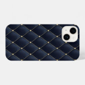 Glamoureus Gold Stud Navy Quilted Pattern iPhone Hoesje (Achterkant horizontaal)